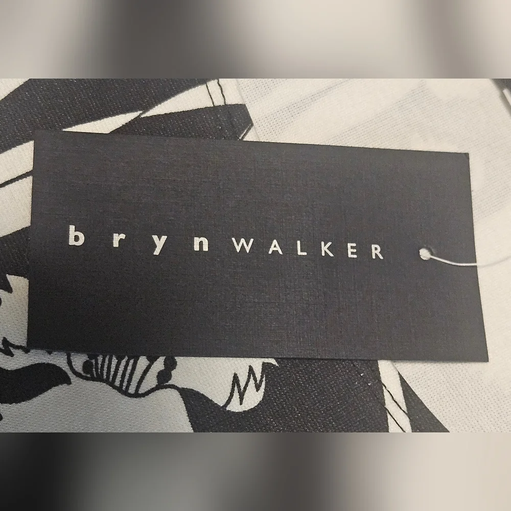 NWT Bryn Walker Floral Print Round Neck Long Sleeve Lantern Dress:Black/White:XL - Picture 8 of 16